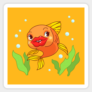 Fish Big Lips Cartoon Illustration Sticker